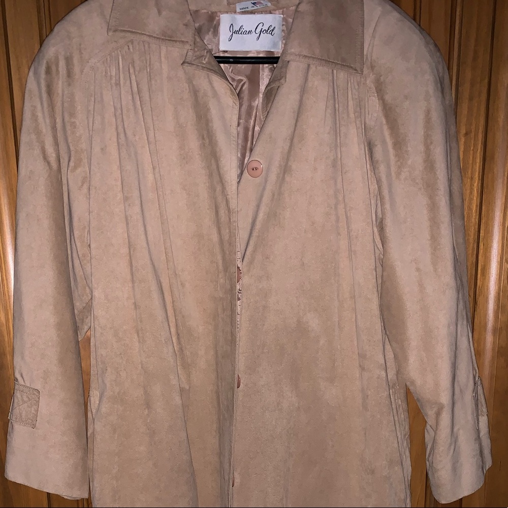 Ladies Julian Gold suede trench coat size 6